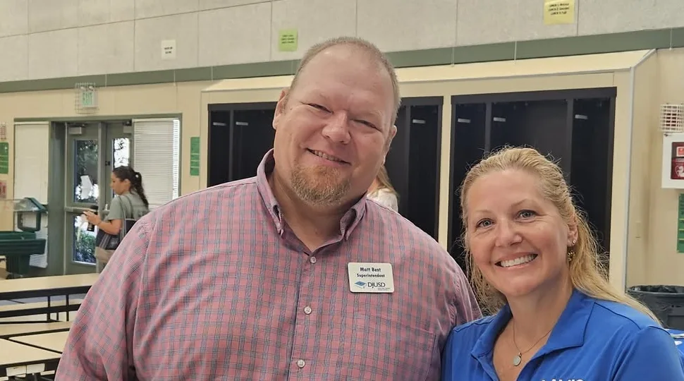 Carrie Rohrbach with DJUSD Superintendent Matt Best