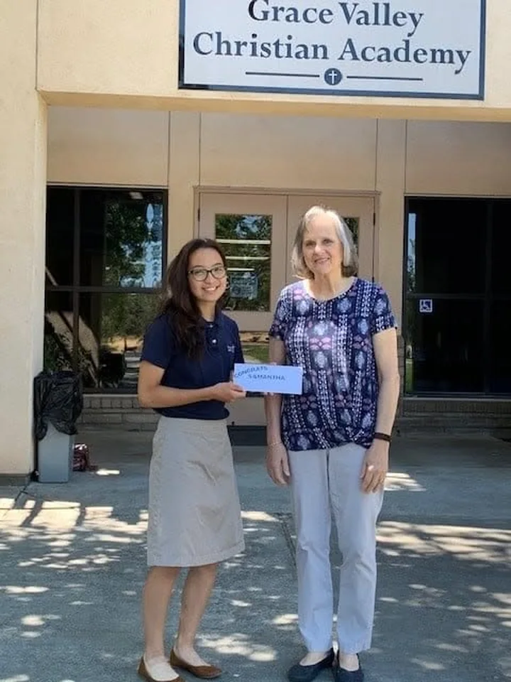 A Grace Valley Christian Academy scholarship recipient